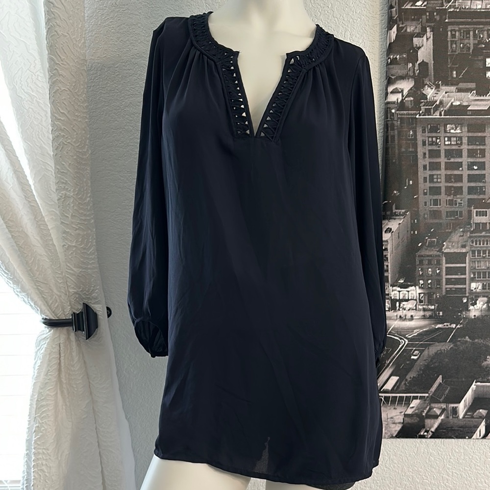 Banana Republic Black Blouse with Lace Detail